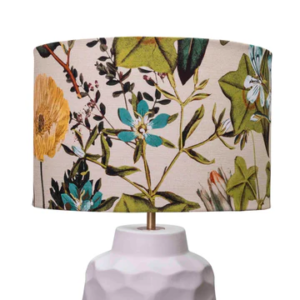 Alternative view of Honeycomb Table Lamp in Bisque with Passiflora Shade